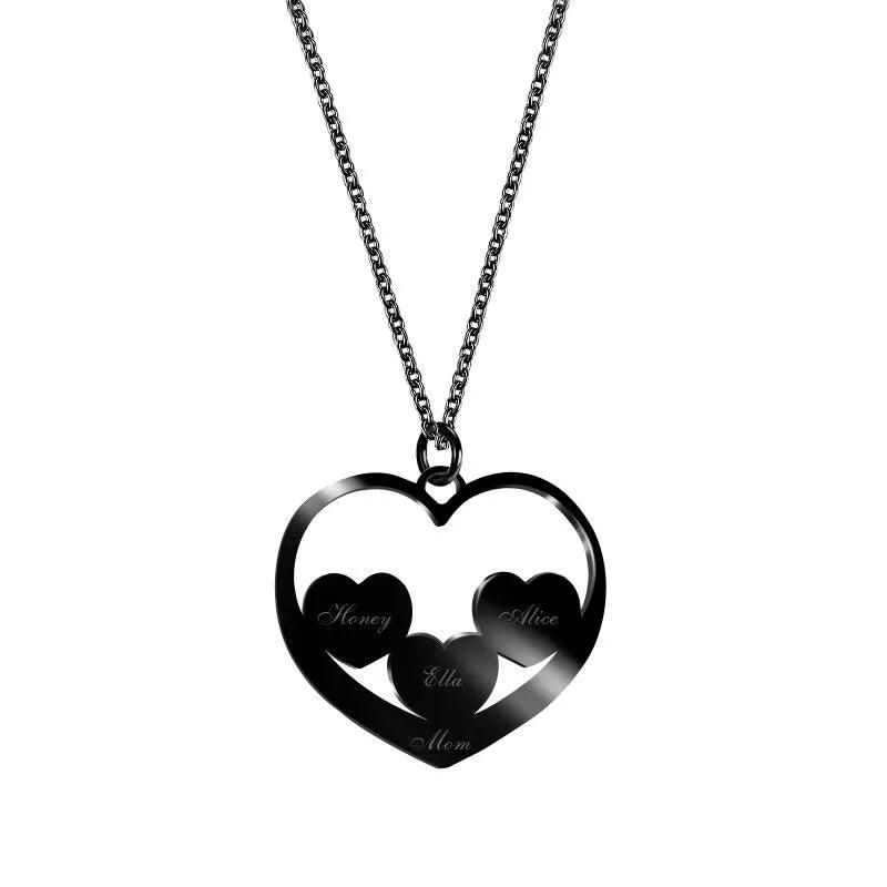 Heart in Heart Mom Necklace with Kids Name
