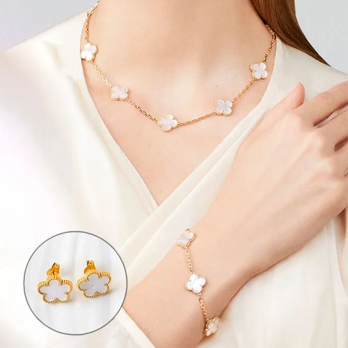 Lucky Clover Necklace – Free Bracelet & Earrings Gift Set