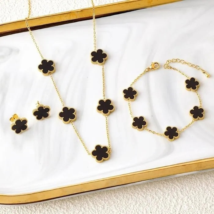 Lucky Clover Necklace – Free Bracelet & Earrings Gift Set
