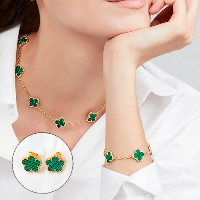 Lucky Clover Necklace – Free Bracelet & Earrings Gift Set