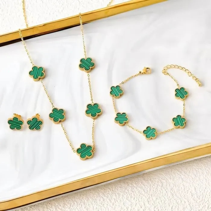 Lucky Clover Necklace – Free Bracelet & Earrings Gift Set