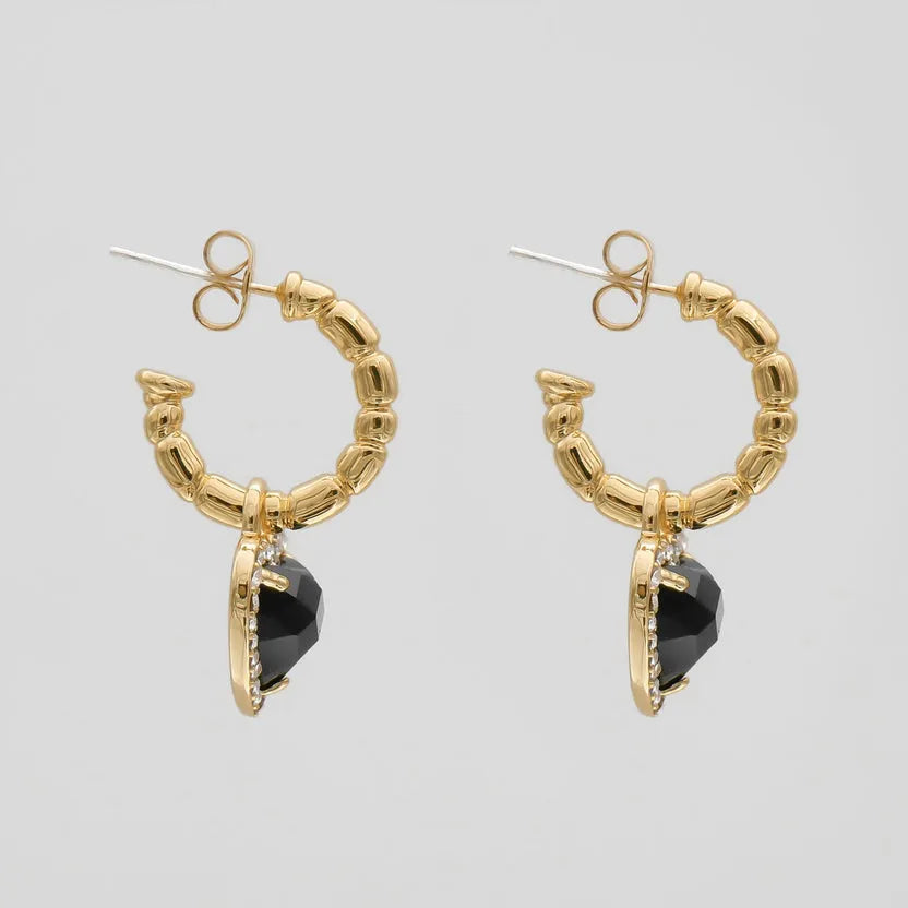 Onyx Heart Necklace & Earrings Gift Set