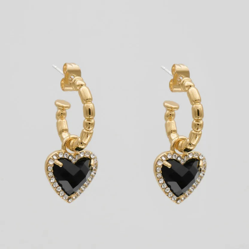 Onyx Heart Necklace & Earrings Gift Set
