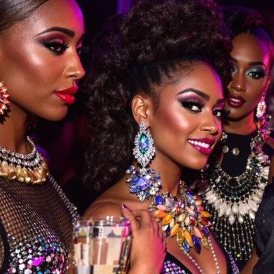 Elegant jewelry paired with stylish party outfits.