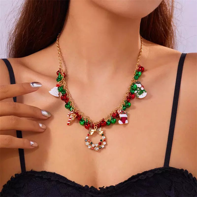 Christmas Wreath Jingle Necklace