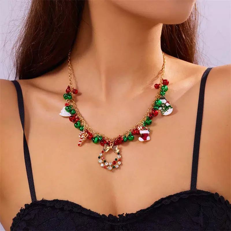 Christmas Wreath Jingle Necklace