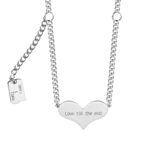 Custom Heart Shaped Square-Card Couples Necklace