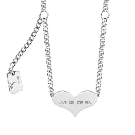 Custom Heart Shaped Square-Card Couples Necklace