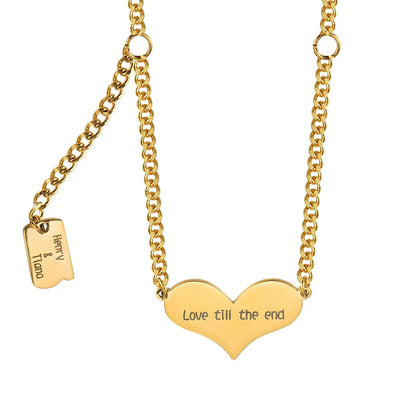 Custom Heart Shaped Square-Card Couples Necklace