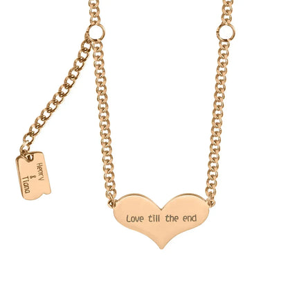 Custom Heart Shaped Square-Card Couples Necklace