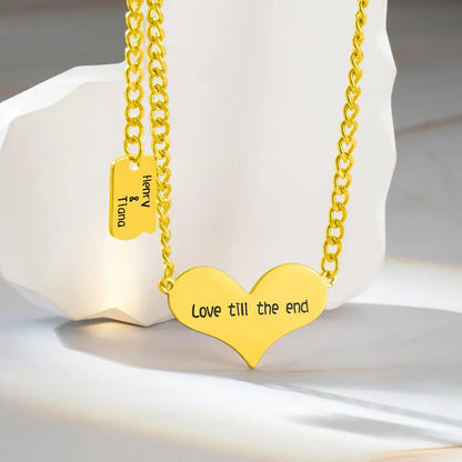 Custom Heart Shaped Square-Card Couples Necklace