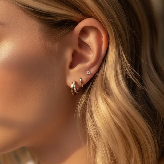 Dainty Silver Crystal Earring Set – Aurora Edition