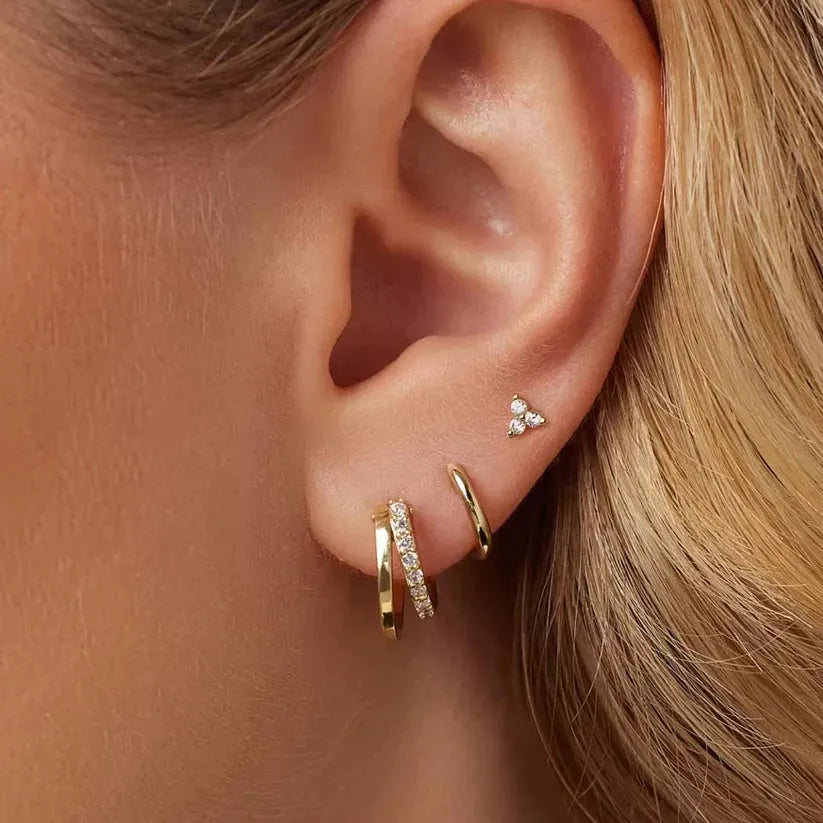 Dainty Silver Crystal Earring Set – Aurora Edition