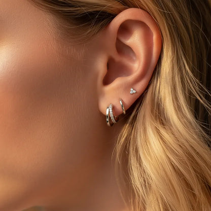 Dainty Silver Crystal Earring Set – Aurora Edition