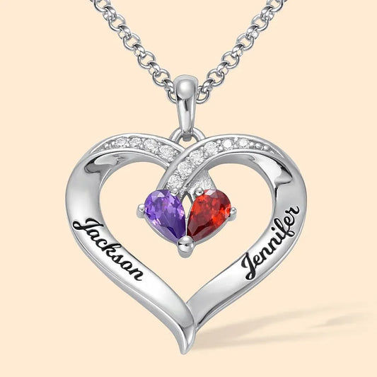 Dual Birthstone Heart Necklace