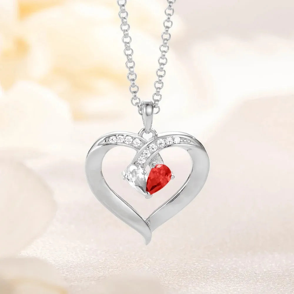 Dual Birthstone Heart Necklace