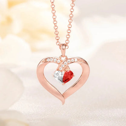 Dual Birthstone Heart Necklace