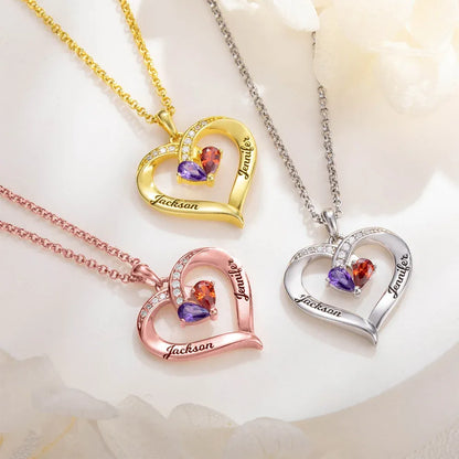 Dual Birthstone Heart Necklace