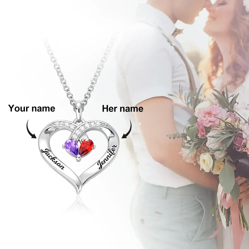 Dual Birthstone Heart Necklace