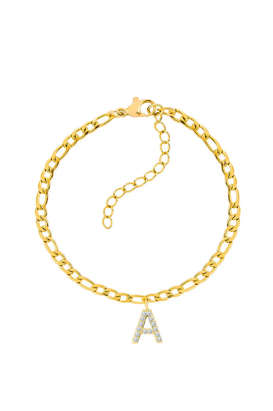 Figaro Initial Bracelet – Gold Plated Zirconia