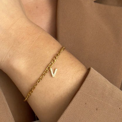 Figaro Initial Bracelet – Gold Plated Zirconia