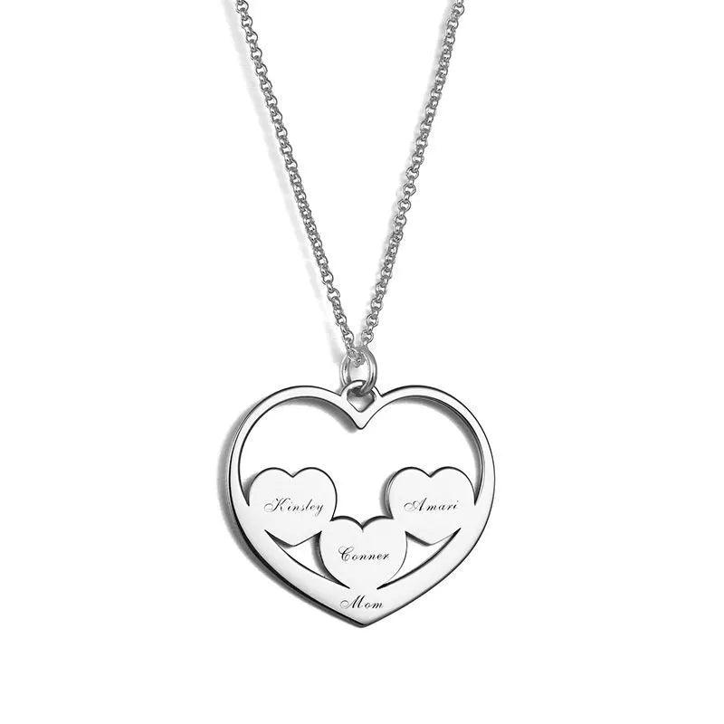 Heart in Heart Mom Necklace with Kids Name