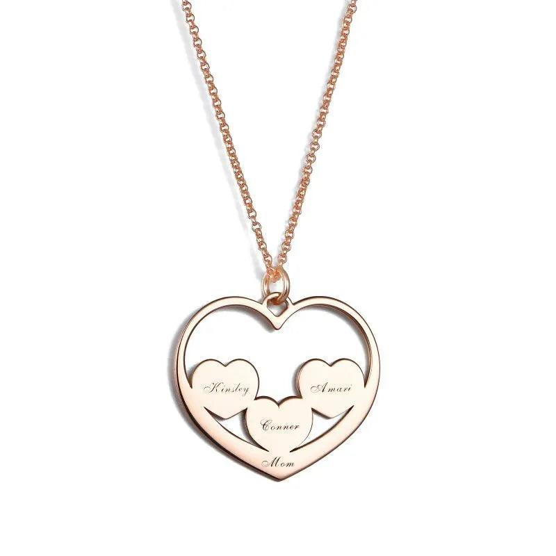 Heart in Heart Mom Necklace with Kids Name