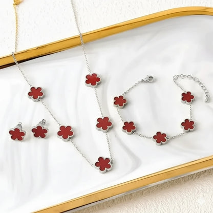 Lucky Clover Necklace – Free Bracelet & Earrings Gift Set
