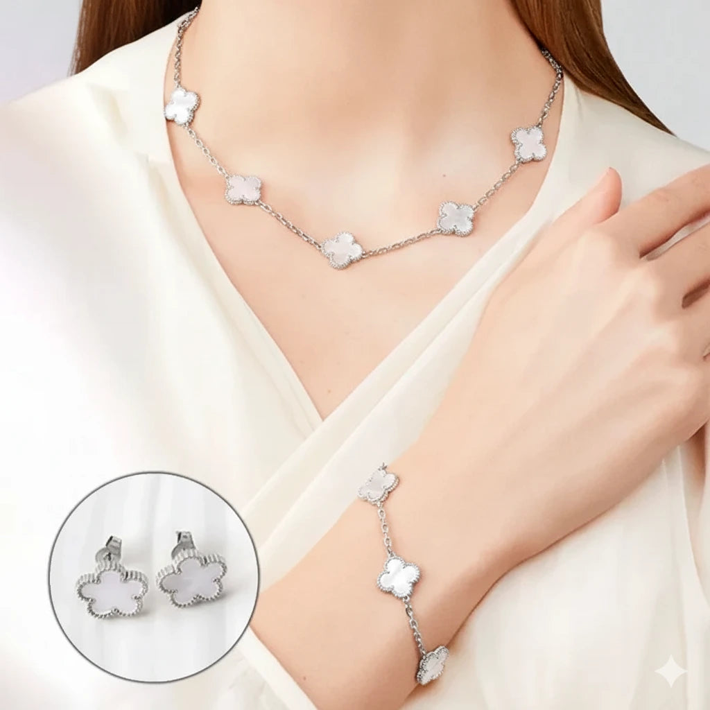 Lucky Clover Necklace – Free Bracelet & Earrings Gift Set