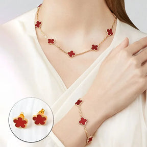 Lucky Clover Necklace – Free Bracelet & Earrings Gift Set
