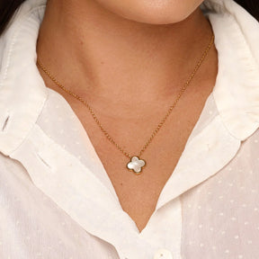 Lucky Rose Clover Necklace - 18K Gold Plated