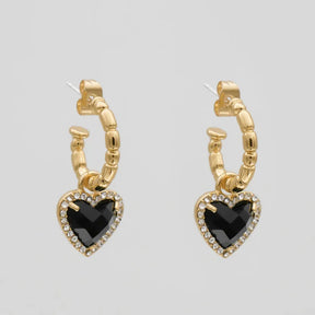 Onyx Heart Necklace & Earrings Gift Set