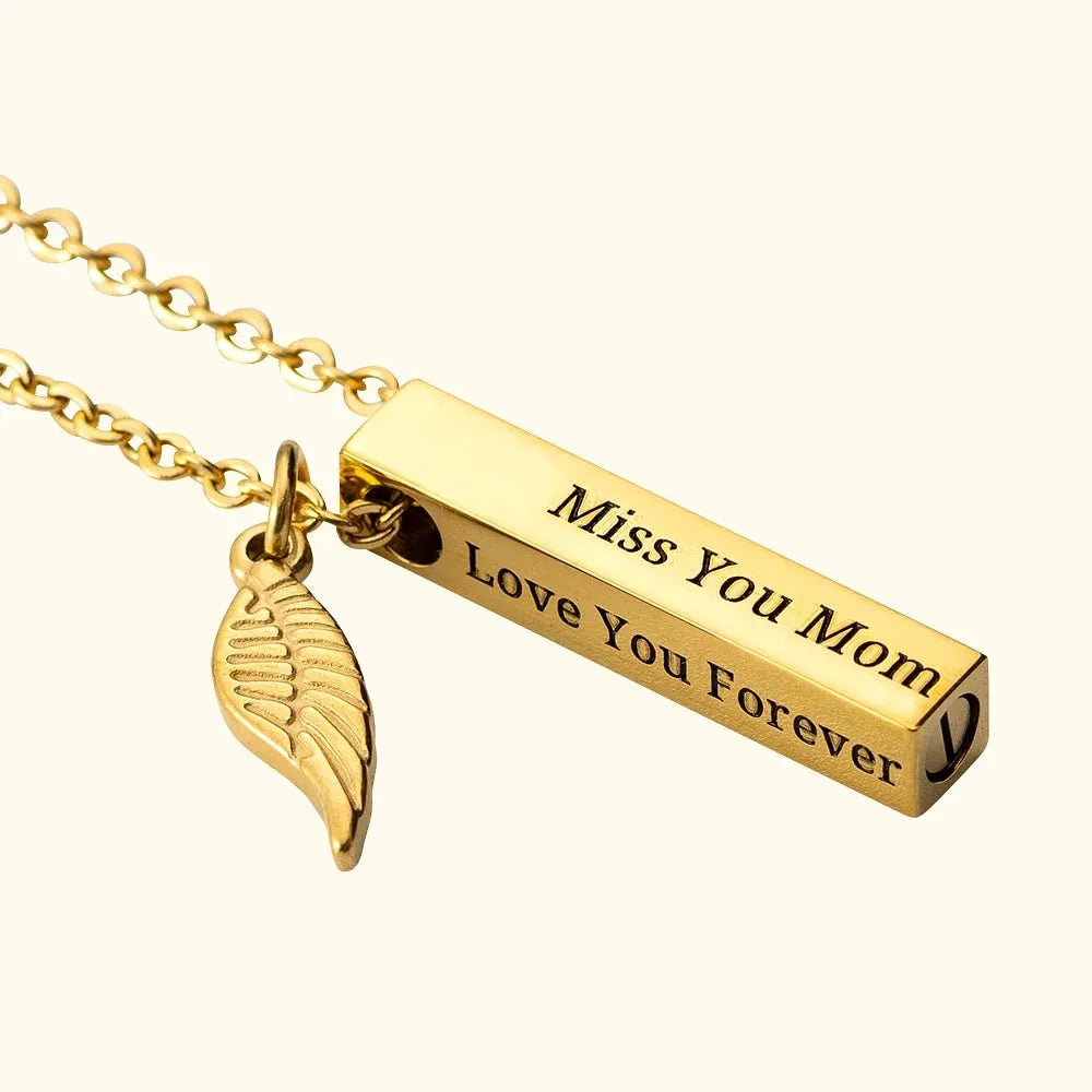 Personalised Bar Urn Ashes Necklace W/ Engraved Memorial Keepsake