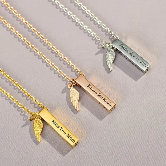 Personalised Bar Urn Ashes Necklace W/ Engraved Memorial Keepsake