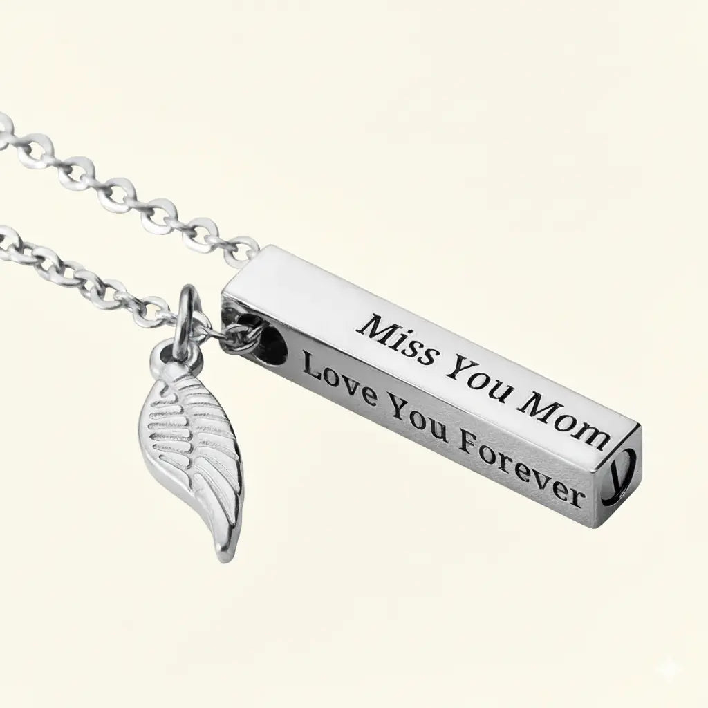 Personalised Bar Urn Ashes Necklace W/ Engraved Memorial Keepsake