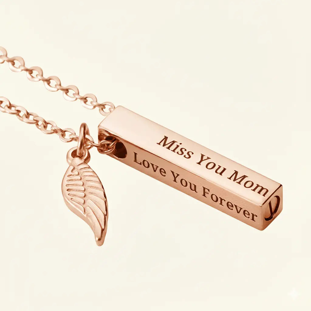 Personalised Bar Urn Ashes Necklace W/ Engraved Memorial Keepsake