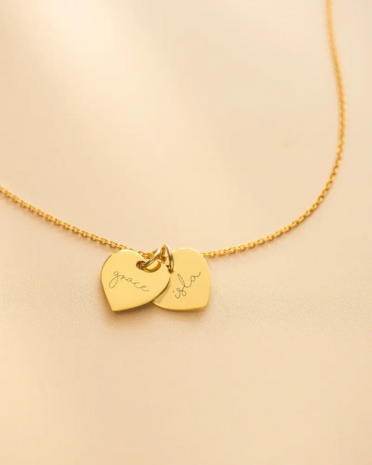 Personalised Double Heart Name Necklace