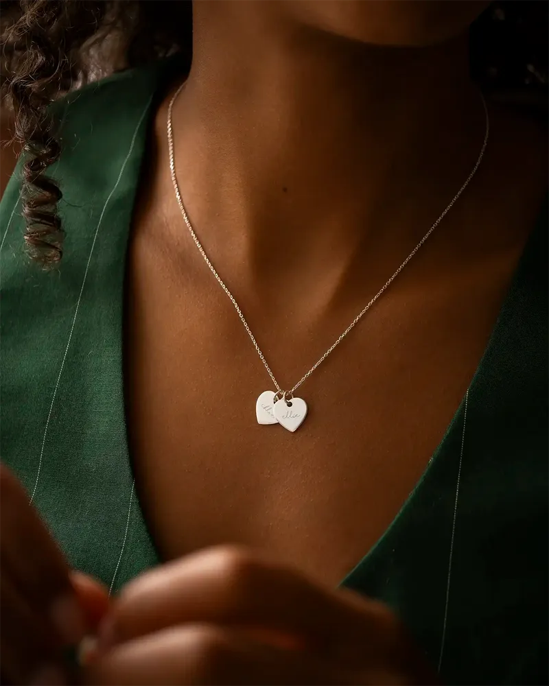 Personalised Double Heart Name Necklace