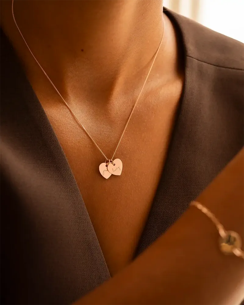 Personalised Double Heart Name Necklace