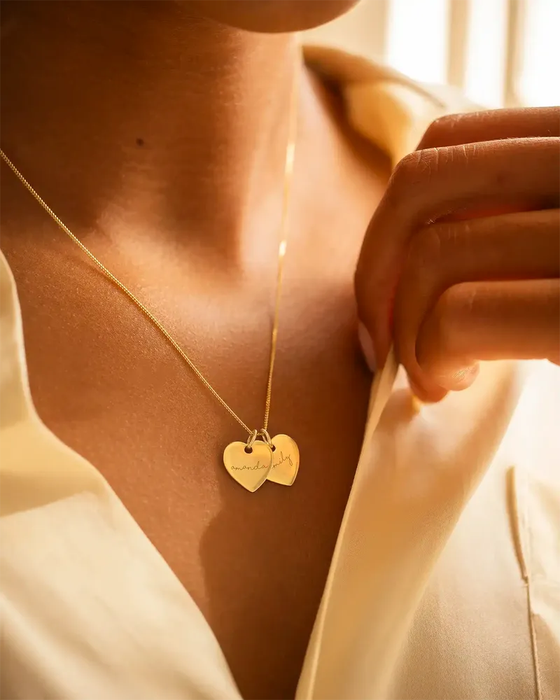 Personalised Double Heart Name Necklace