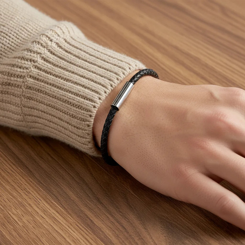 Personalised Leather Bracelet with Engraving