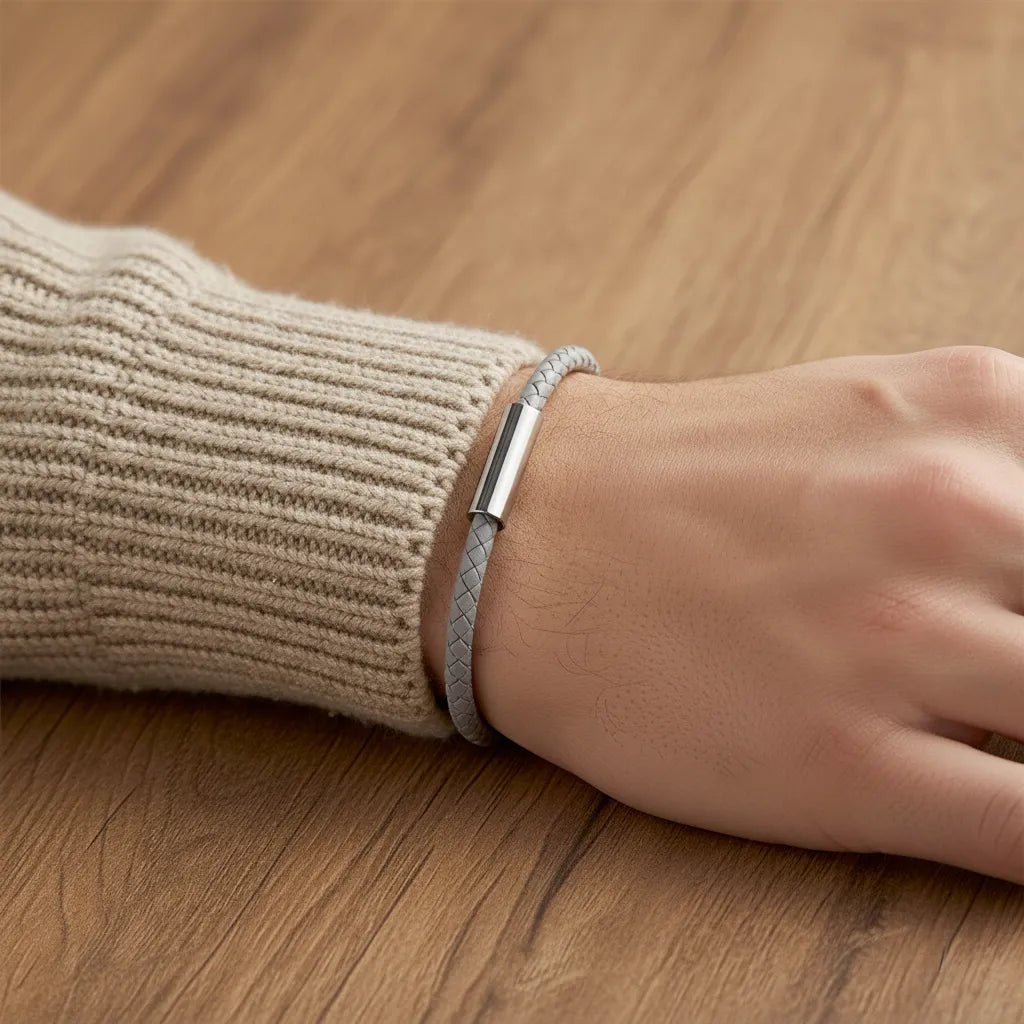 Personalised Leather Bracelet with Engraving