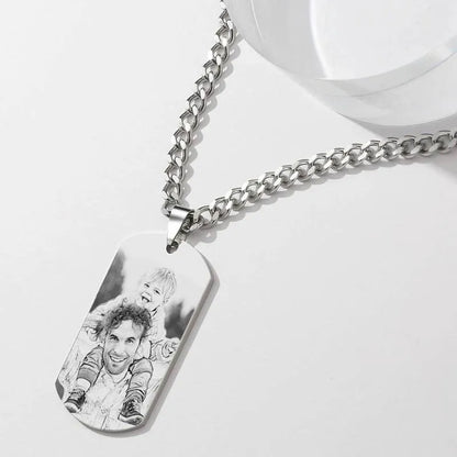 Personalised Men’s Photo Engraved Tag Necklace