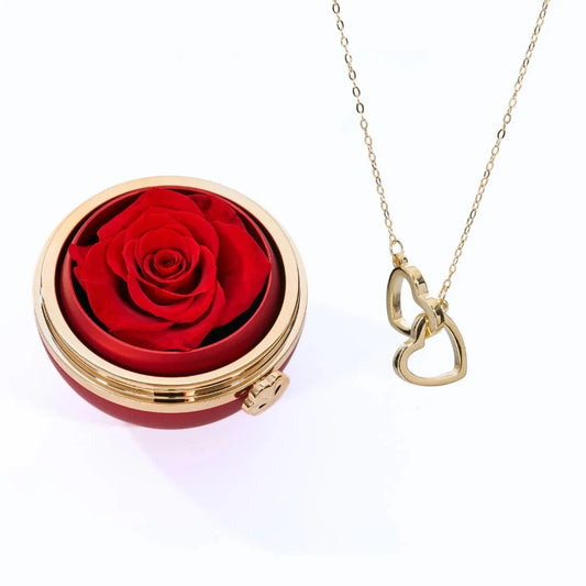 Personalised Two Hearts Necklace with Eternal Rose Box