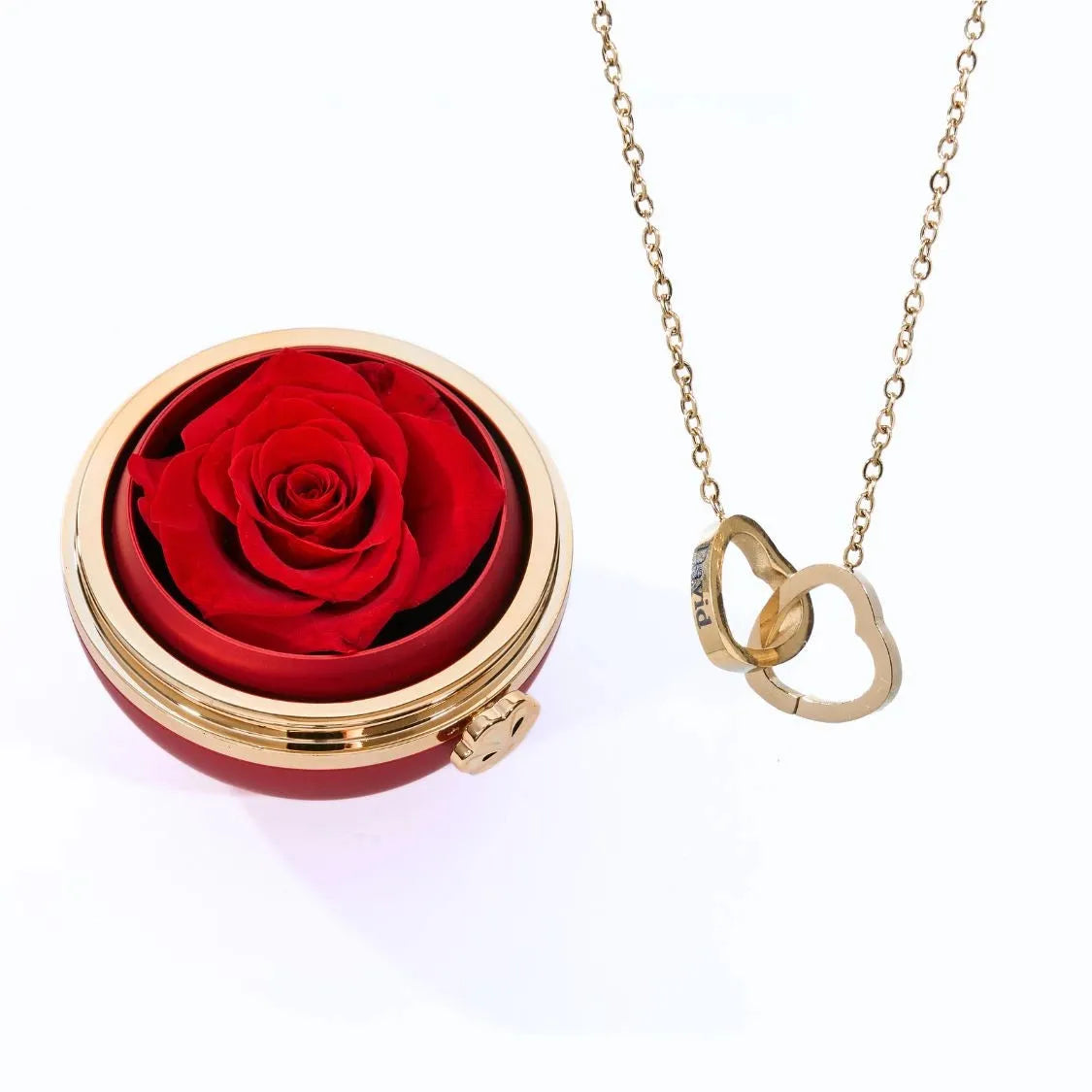 Personalised Two Hearts Necklace with Eternal Rose Box