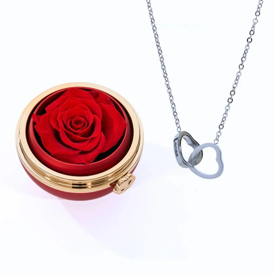 Personalised Two Hearts Necklace with Eternal Rose Box