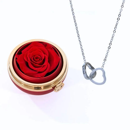 Personalised Two Hearts Necklace with Eternal Rose Box