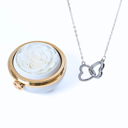 Personalised Two Hearts Necklace with Eternal Rose Box