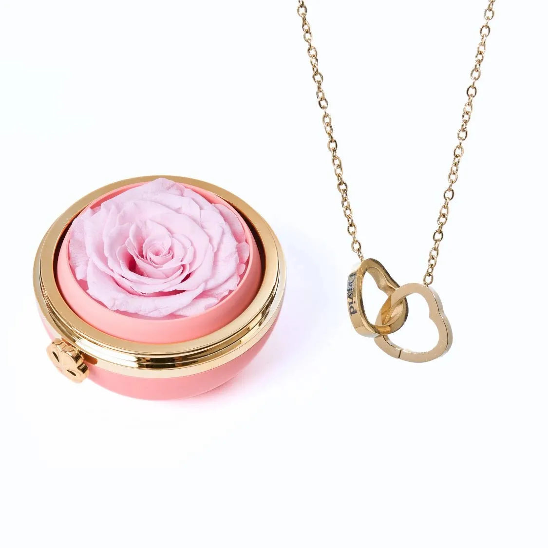Personalised Two Hearts Necklace with Eternal Rose Box