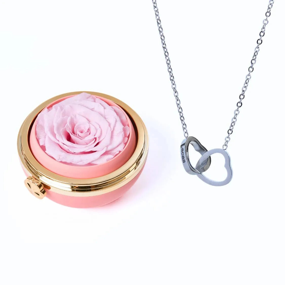 Personalised Two Hearts Necklace with Eternal Rose Box